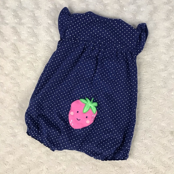 Carter’s Snap Front Strawberry Romper Polka Dot 3M - Picture 2 of 3